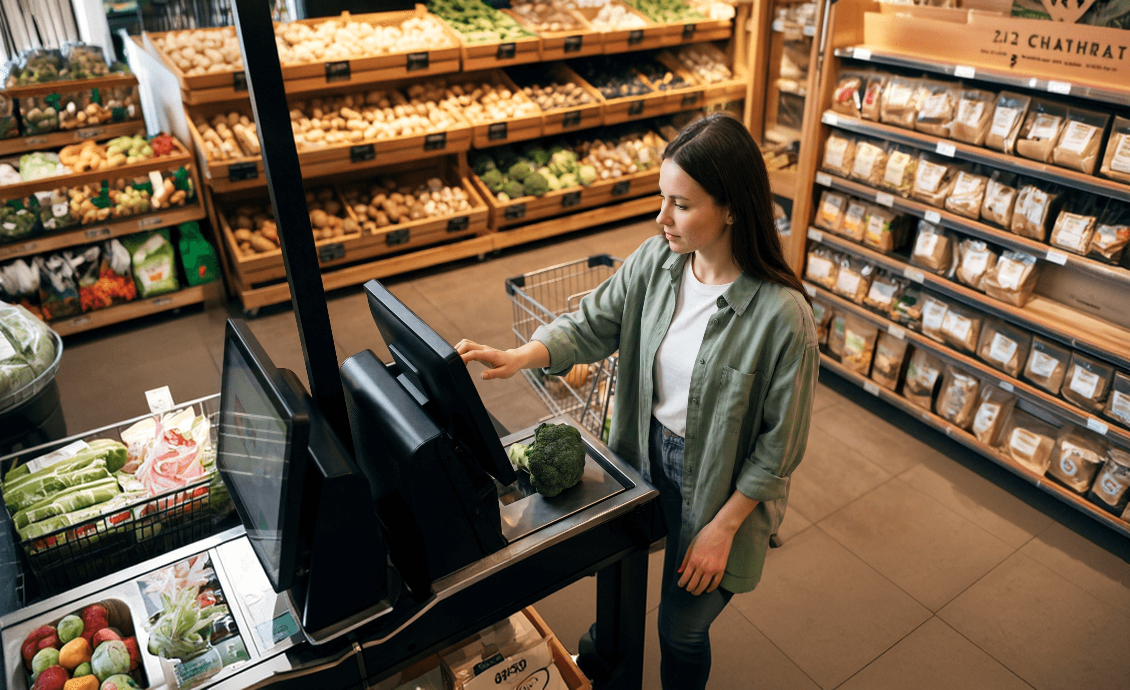 Shopper using a self-checkout retail terminal